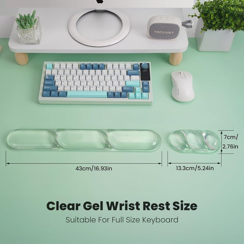 TECKNET Clear Gel Wrist Rest for Computer Keyboard, Ergonomic Gel Keyboard Wrist Rest Set for Typing Pain Relief, Comfortable Silicone Wrist Support Pad for Office/Computer/Laptop/Gaming, Transparent - Image 2